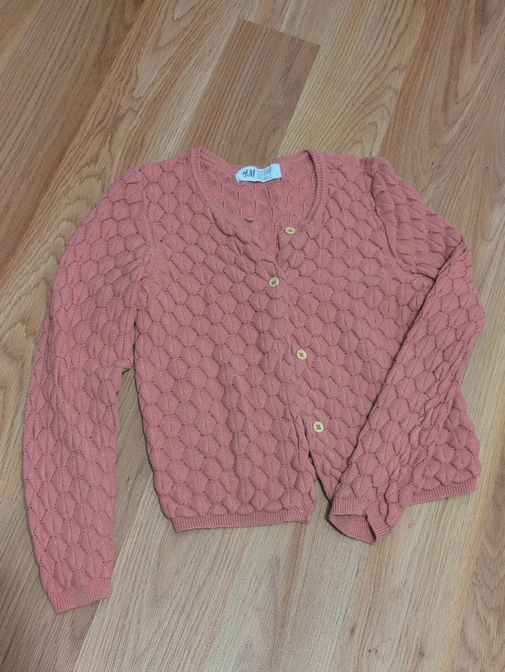 H&M Coral Pink Textured Knit Cardigan